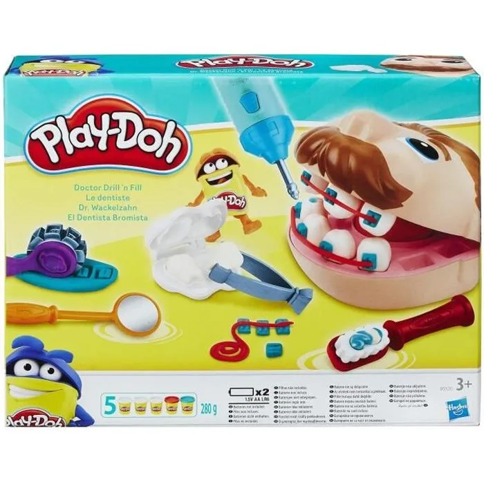 PLAY-DOH - Pâte à modeler - Le Dentiste - Moulez, lavez, baguez et fraisez les dents de votre patient-0