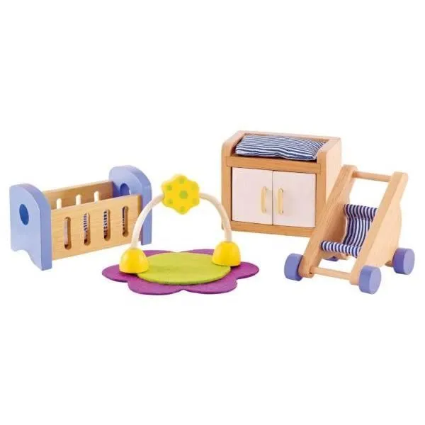 Chambre de bébé pour maison de poupée - Hape - E3459 - Multicolore - Beige-0