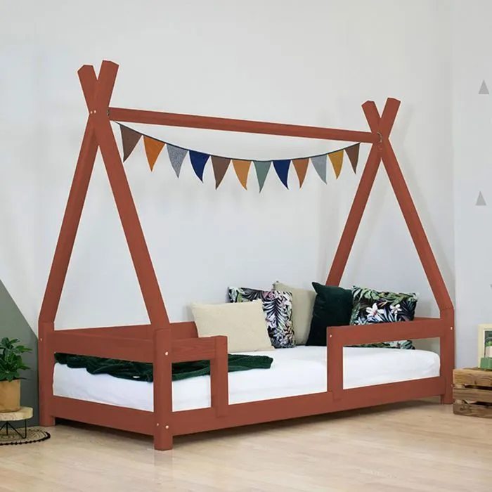 Lit cabane enfant NAKANA 120 x 190 rouge brique-1