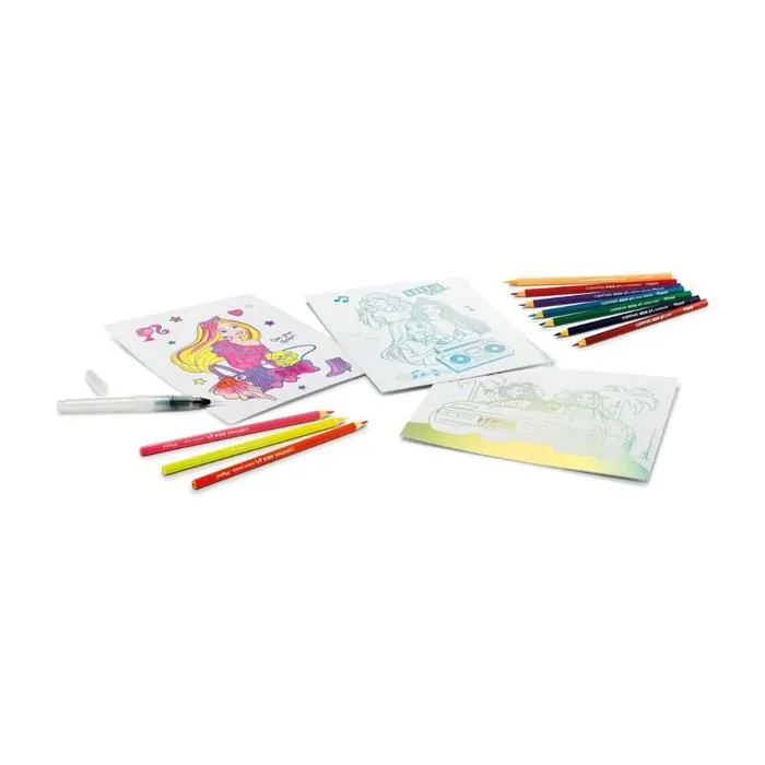 Aquarelles pour enfants - Maped Creativ - Barbie - Crayons aquarellables - Pinceau à eau - 3 affiches-2