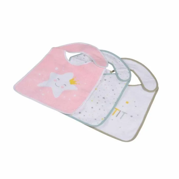Lot de 3 Bavoirs Scratch "Ciel" 35cm Rose-0