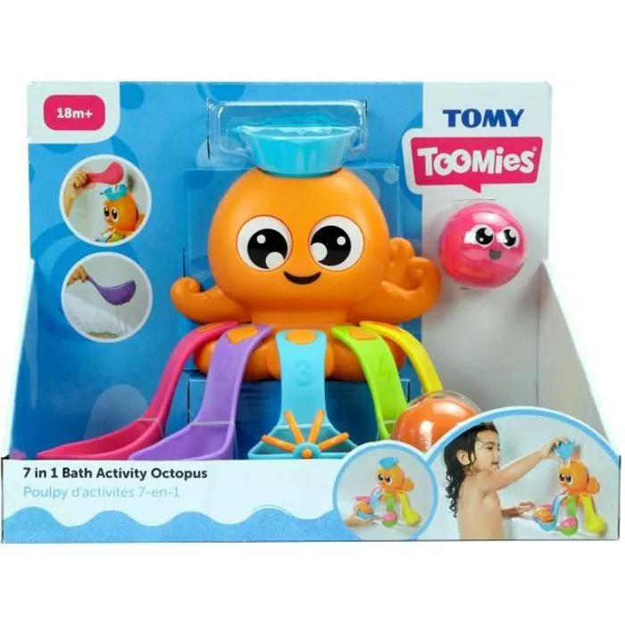 Poulpy d'activités 7-en-1 - TOMY - Jouet de bain éducatif pour bébé - Bleu - 12 mois et plus-0
