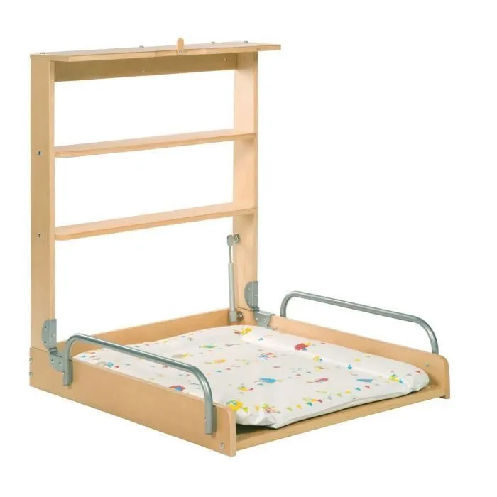 ROBA Table à Langer Murale Pliable + Matelas à Langer "Waldhochzeit" - Naturel-1
