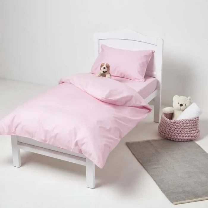 Parure de lit enfant - Coton - 120 x 150 cm - Rose - Hypoallergénique - Lavable en machine-1