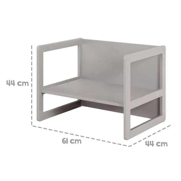 ROBA Ensemble Table et Chaise Réversible pour Enfant - Convertible en Banc et Tabouret - 3 Hauteurs Différentes - Bois Gris-5