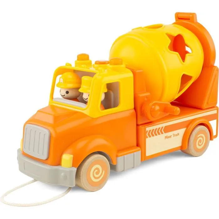 Véhicule miniature - Ulysse - Routoudou - Camion toupie - 2 personnages amovibles - 6 blocs en bois - 28 cm-2