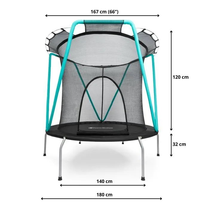 Trampoline enfant avec filet de sécurité- Ø 167cm Zippée-Trampoline enfant 3-8 ans acier galvanisé- intérieur- extérieur, max 25 kg-1