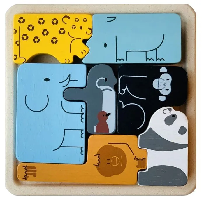 Puzzle Animaux 2 en 1 - Plan Toys - Bois - Multicolore - Bébé - Mixte-1