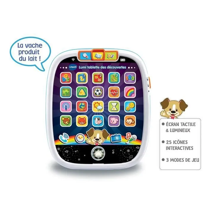 Tablette VTECH BABY Lumi des Découvertes Blanche - Jouet tactile et lumineux pour les tout-petits de 9 à 36 mois-1