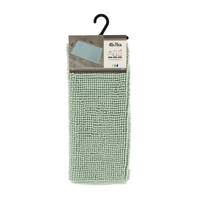 TENDANCE - Tapis de salle de bain Vert amande en Microfibre Boules 45 x 75 cm-0