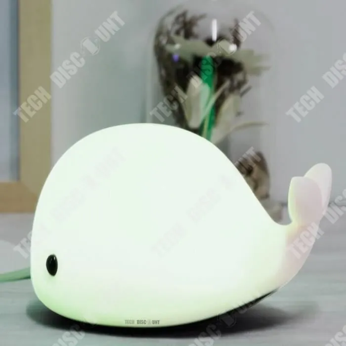 TD® Veilleuse bebe de nuit enfant lumineuse bureau table lecture lumière silicone dauphin induction yeux chambre lampe déco lit somm-3