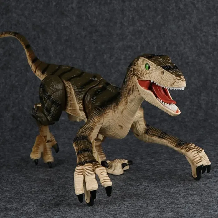 Jouet robot de marche de dinosaure RC - ROKOO - Brun - Simulation son et lumière-3