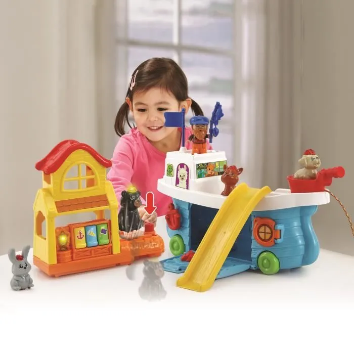 VTECH TUT TUT ANIMO - SUPER BATEAU TOBOGGAN - Jouet pour enfant de 1 à 5 ans avec 5 animaux et un pêcheur inclus-5