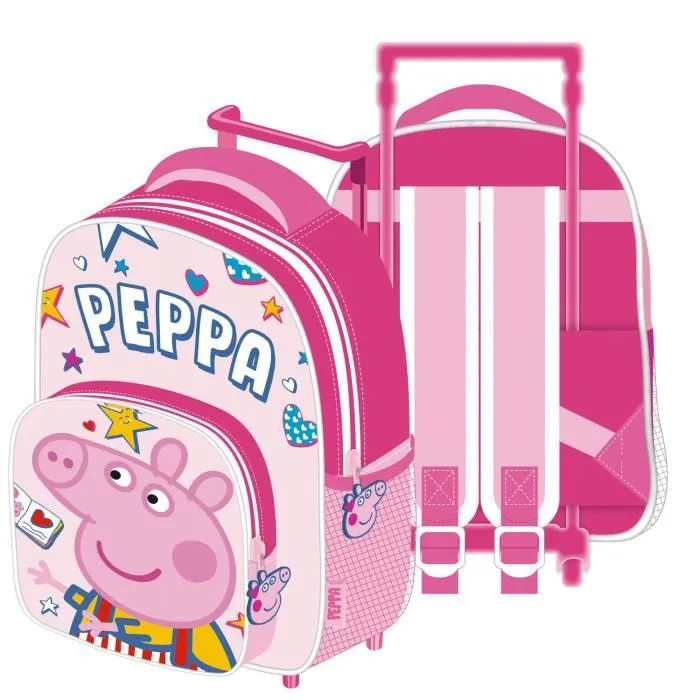 Sac à dos à roulettes - Peppa Pig - 24x36x12cm - 100% Polyester - Pour enfants - Trolley inclus-0