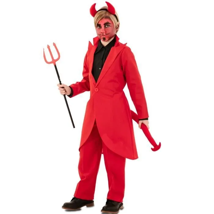 Déguisement de Diable Élégant pour garçon - EUROCARNAVALES - 10 ans - Multicolore - Halloween et Carnaval-0