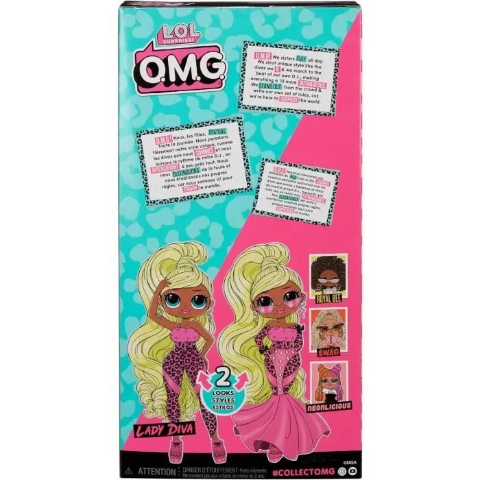 LOL Surprise OMG - Poupée Mannequin 24 cm - Neonlicious - 2 tenues avec peigne et accesoires - Dés 4 ans-6