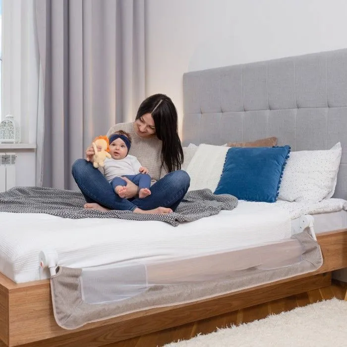 Barrière de lit bébé LIONELO Eva - Protection anti-chute 150cm - Filet aéré pliable-1