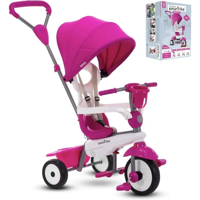 Tricycle - SmarTrike - Breeze Plus - Rose - 4 en 1 - Sécurité accrue - Pour enfants de 15 mois à 3 ans-0