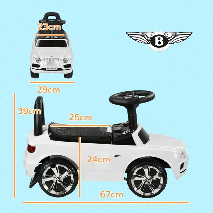 Porteur trotteur enfants - AIYAPLAY - voiture licence Bentley Bentayga 18-36 mois coffre - klaxon - 67 x 29 x 39 cm blanc-3