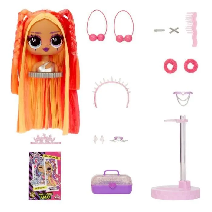 L.O.L. Surprise Tweens Surprise Swap Fashion Doll- Buns-2- Braids Bailey - 1 poupée Tweens 17cm, 1 mini tête à coiffer et des-2