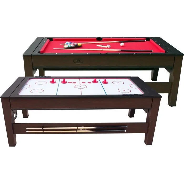Table de Billard & Air Hockey Reverso 6ft marron / rouge pour l'intérieur - COUGAR - Mixte - Dès 10 ans-0