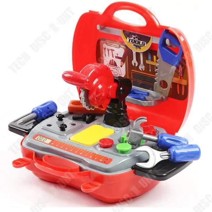 Bebeboutik TD Jeux outill bricolage pour enfant Jeux de role 2 6 Ans pour garcons 19pcs Trousse d outils Colore pour jeux bricolage