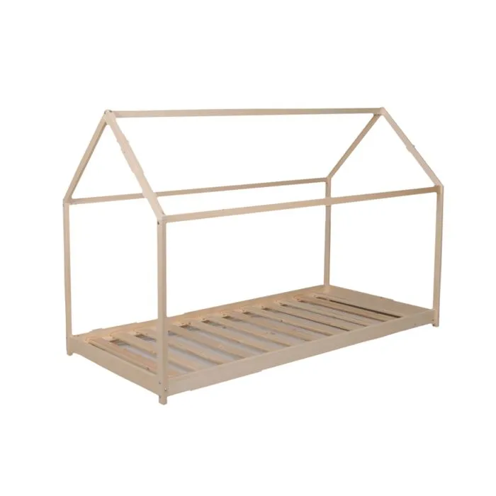 Lit cabane et sommier 70x140 Panda - Naturel-1