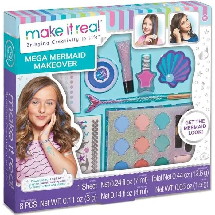 Kit maquillage - Make It Real - 2460 - Palette de neuf nuances - Sirène - Pour filles de 8 ans et plus-0