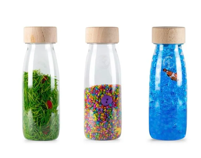 Jouet sensoriel - Petit Boum - Lot de 3 bouteilles Eco - Bébé - Vert - Musical-0