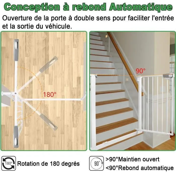 Barrière d'escalier LZQ - Sécurité enfant - Métal - Blanc-1