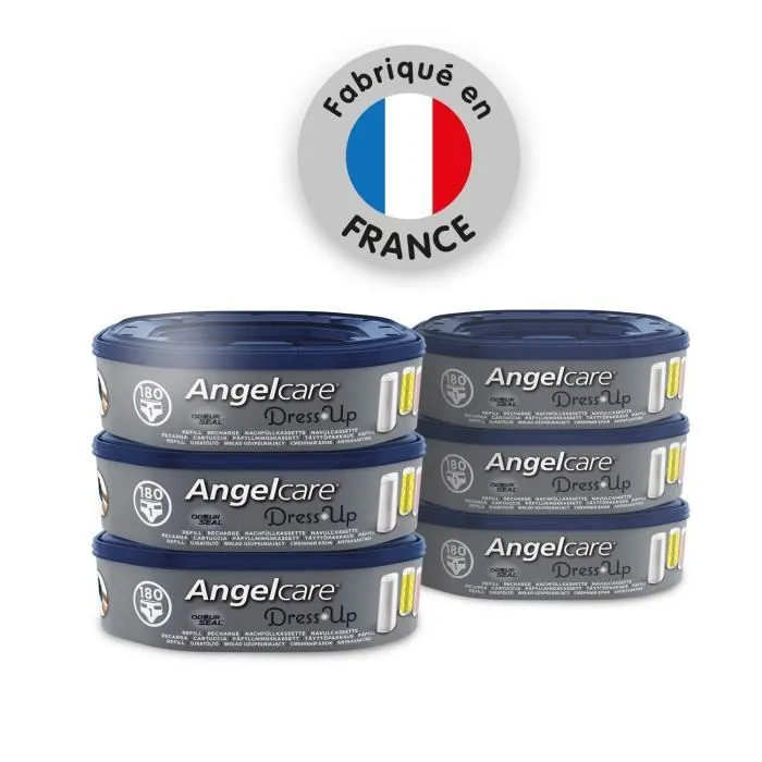 Poubelles À Couches Et Recharges - Angelcare Dress Up Octogonales Poubelle Couche Anti Odeurs Grande Capacité Lot 6-1