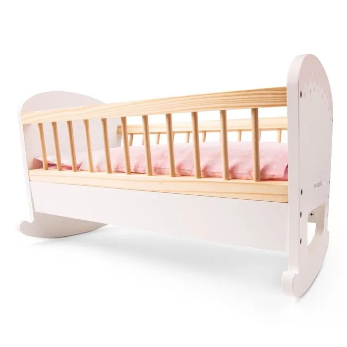 New Classic Toys - Lit de poupée en bois blanc-1