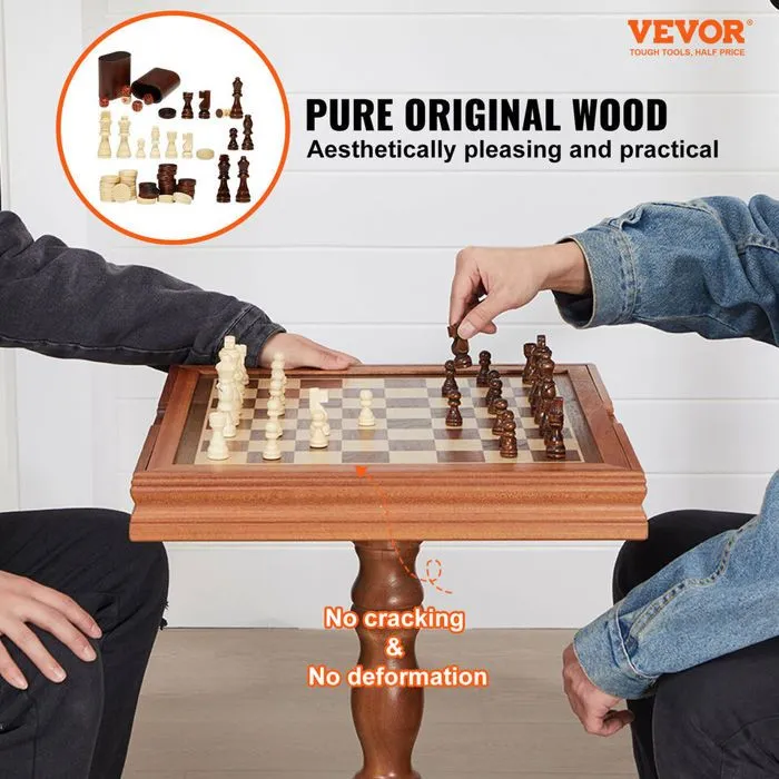 BAZARLAND30.Jeu d'Échecs Dames Backgammon 3-en-1 Combo Table de Jeux de Société 44 cm-1