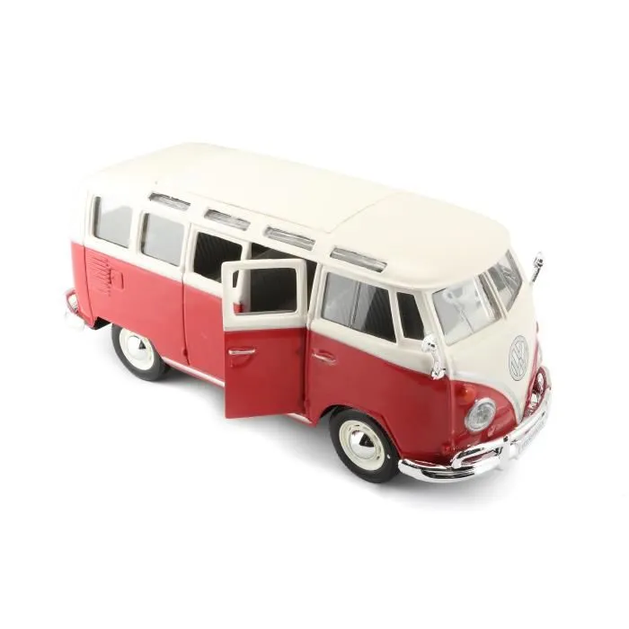 Voiture miniature - MAISTO - Volkswagen T1 Combi Samba M31956 - En métal - Rouge à l'échelle 1/25ème-2