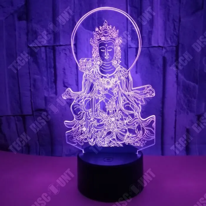 TD® Veilleuse 3D de bureau Commande tactile Sept couleurs réglables Look de bouddha Lumière d'illusion-3