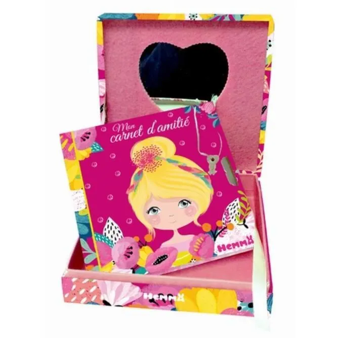 Coffret boîte à bijoux - Marque - Modèle - Carnet d'amitié avec cadenas - Rose - 6 ans - Fille-0