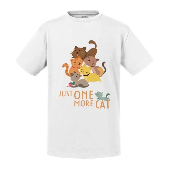 T-shirt Enfant Blanc Just One More Cat Chat Chaton Illustration Dessin-0