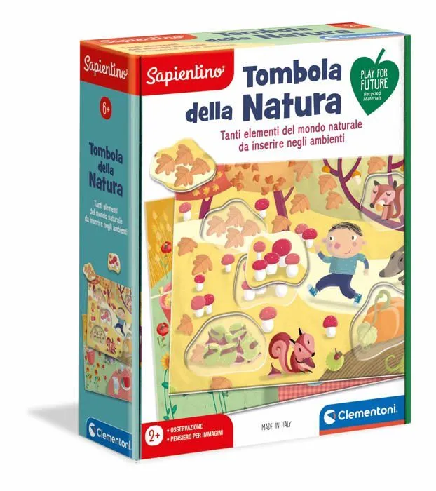 Jeu de societe - jeu de plateau Clementoni - 16262 - Tombola Della Nature Jeu educatif Sapientin, Multicolore, 2 Ans-0