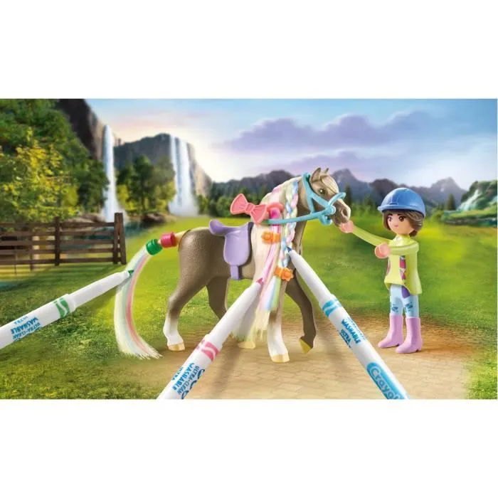 PLAYMOBIL 71640 Cavalière avec crinière de cheval à colorier, Horses of Waterfall, 19 pièces Dès 5 ans-1