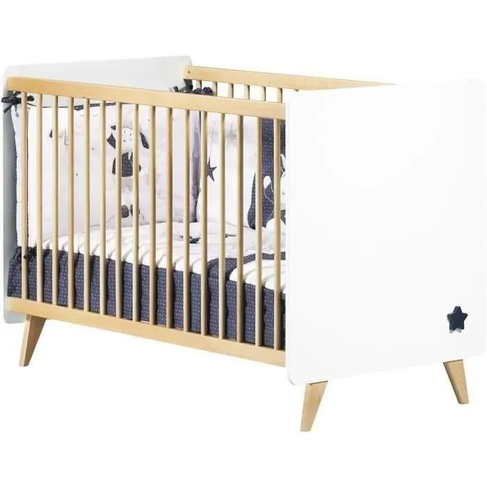 Chambre bébé duo OSLO - Lit 120x60 + Commode à langer 2 tiroirs étoiles - SAUTHON-2