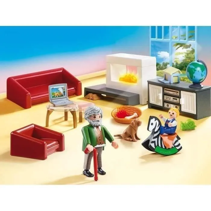 PLAYMOBIL 70207 Salon avec cheminée, Dollhouse La Maison Traditionnelle, 36 pièces, Dès 4 ans-1