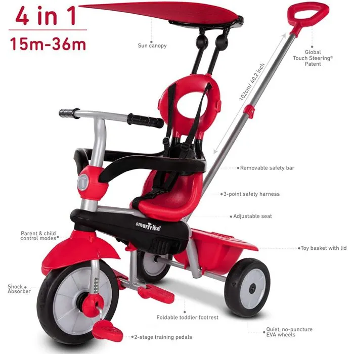 Tricycle - PICWIC - 4 en 1 Zoom - Rouge - Mixte - 94x45x102cm - 12 mois à 3 ans-2