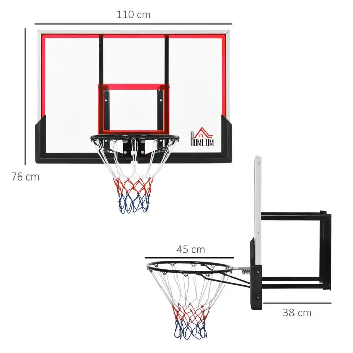 HOMCOM - Panier de basketball - Acier - 110x102x76cm - Transparent-3