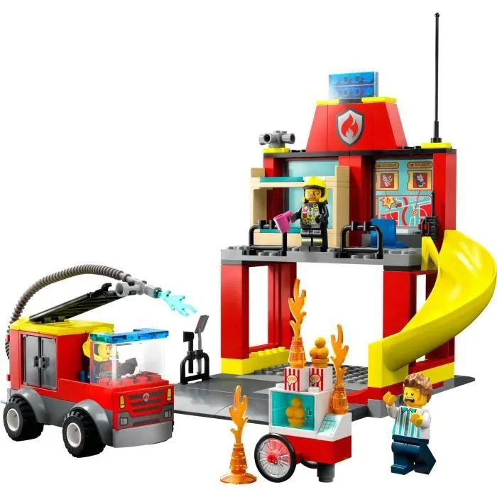 LEGO® City 60375 La Caserne et le Camion des Pompiers, Jouet Véhicule d’Urgence, Jeu Éducatif, 4 Ans-1