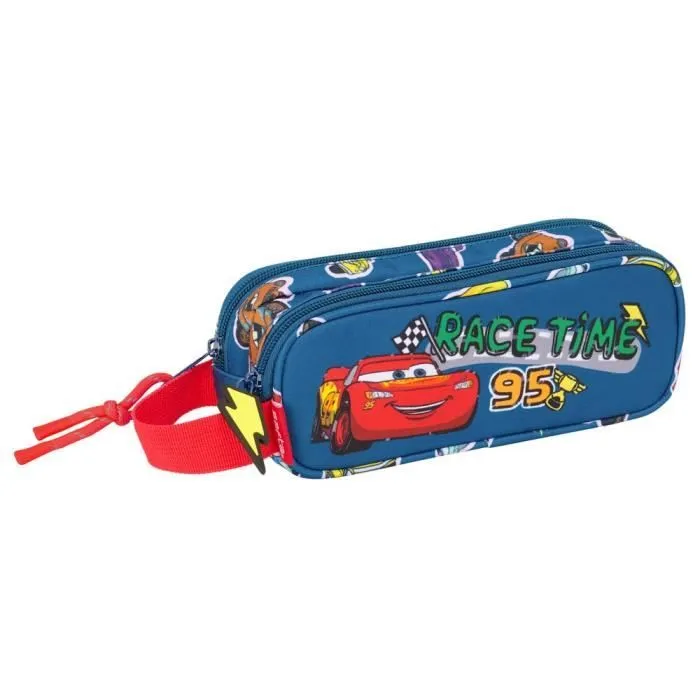 Trousse - Cars - Racing - 21 CM - 2 Compartiments - Zippée - Bleu-0