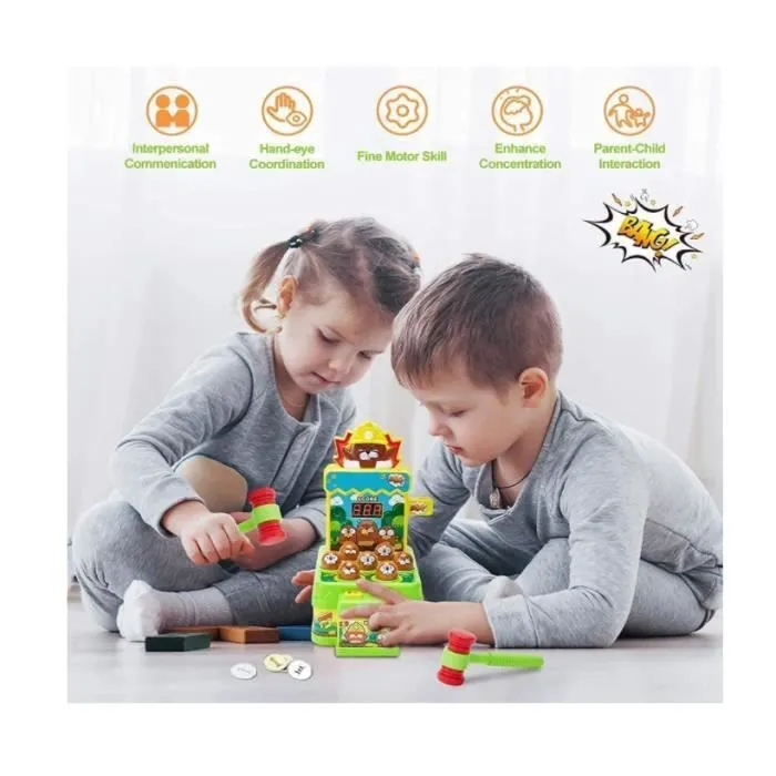 Jouet Enfant Filles Garçons, Jeux Chasse Taupe Mini Jeu Arcade sur Banc de Frappe, Jouets D'activité et De Développement-1