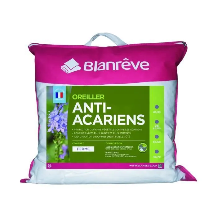 Oreiller - PHYTOPURE - Lot de 2 - 45 x 70 cm - Anti-acariens - Confort ferme-2