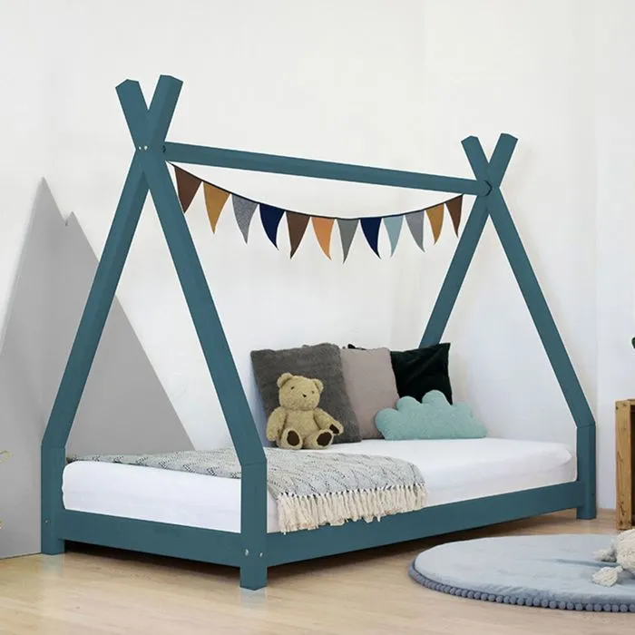 Lit tipi enfant NAKANA 140 x 200 vert pétrole-1