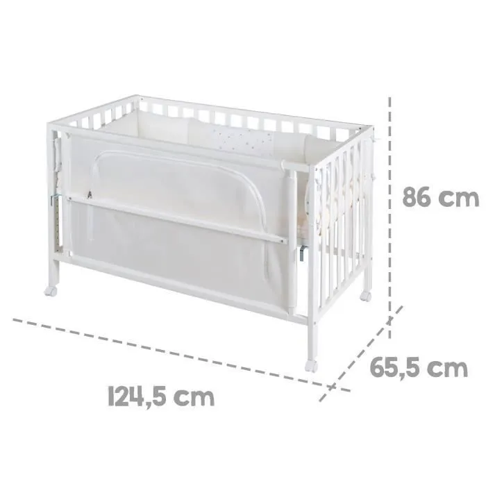 ROBA Lit Cododo Complet "safe asleep®" 60x120 cm au design "Sternenzauber" - Blanc laqué-2