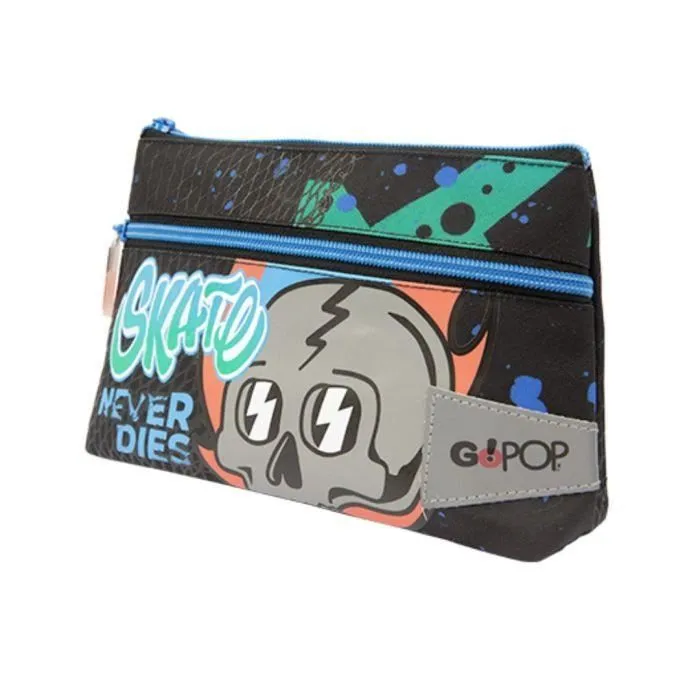 Pochette scolaire - GOPOP - Skater - 2 zips - 18x14x4 cm - Garçon-1
